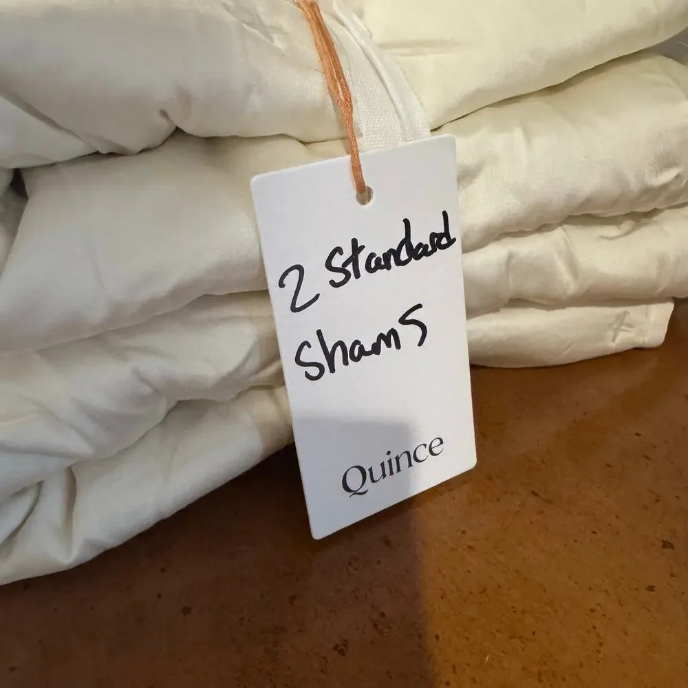 Quince Bamboo Dream Quilt Standard Shams Set of 2 Ivory NWOT